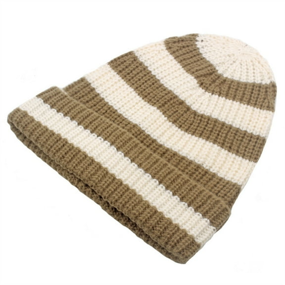 Women Colorful Stripe Knitted Crochet Beanie Hat Warm Ski Driving Cycling Cap