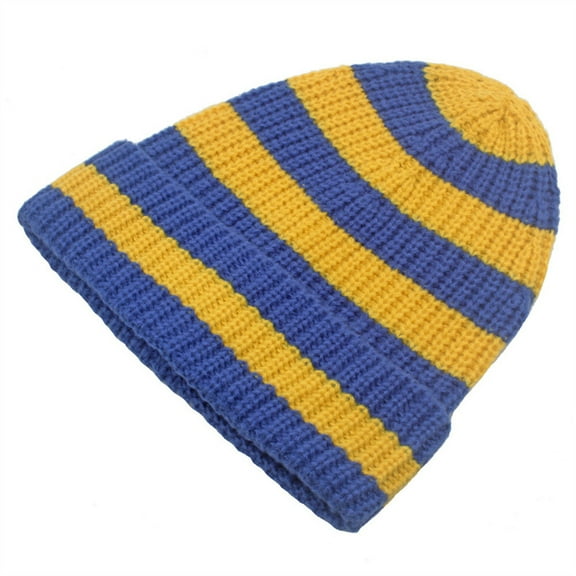 Women Colorful Stripe Knitted Crochet Beanie Hat Warm Ski Driving Cycling Cap