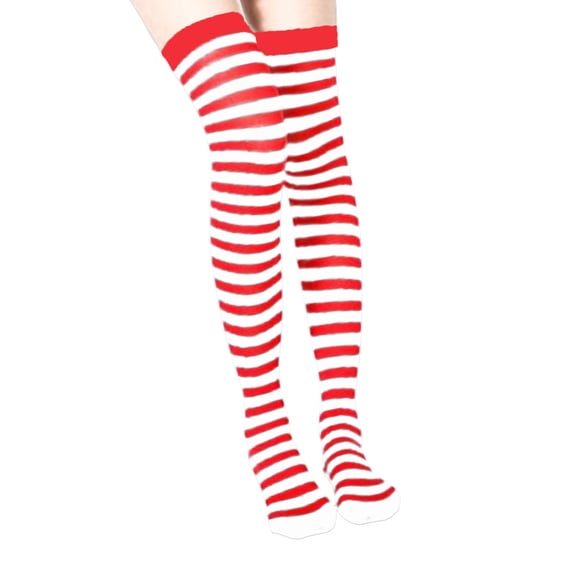 Women Colorful Striped Over Knee Long Socks Thigh High Stockings for Halloween Carnivals Cosplay Costume Accessories