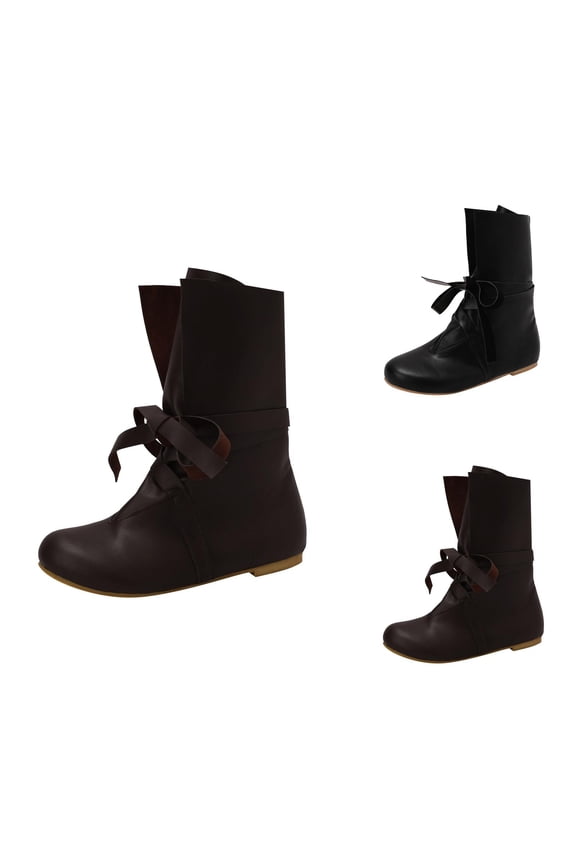 Women Comfort Mid Calf Moccasin Boots Punk Boots Boots Soft Comfortable with Bow Shoes Leather Casual Shoes Padded Flat Shoes Non