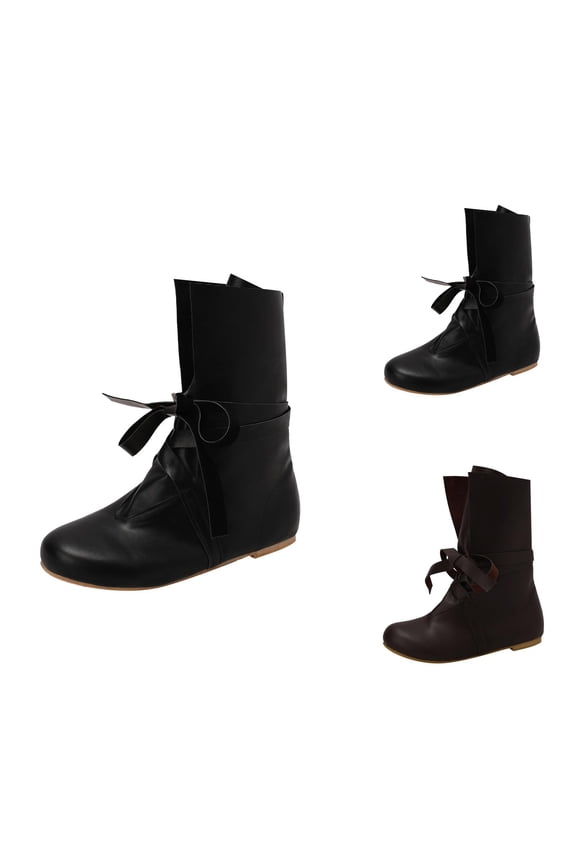 Women Comfort Mid Calf Moccasin Boots Punk Boots Boots Soft Comfortable with Bow Shoes Leather Casual Shoes Padded Flat Shoes Non