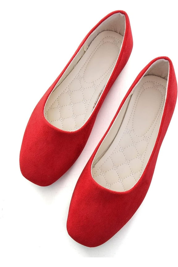 Women Comfort Square Toe Ballets Flats, Slip On Classical Walking Shoes for Wedding/Driving/Dating