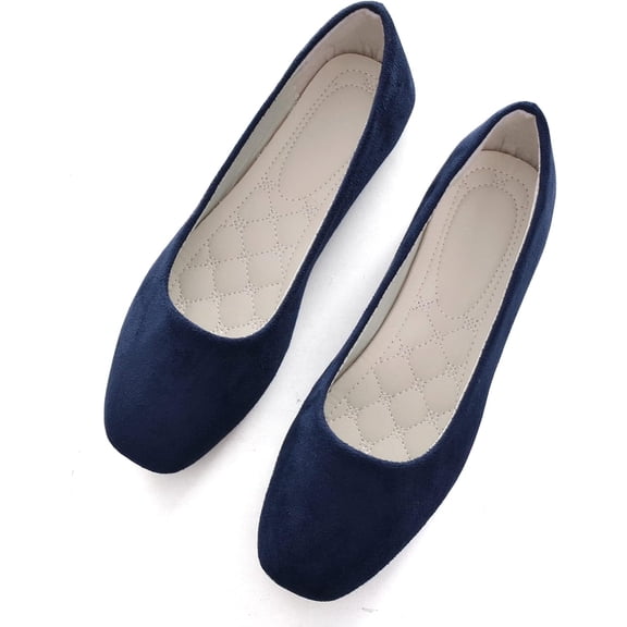 Women Comfort Square Toe Ballets Flats, Slip On Classical Walking Shoes for Wedding/Driving/Dating