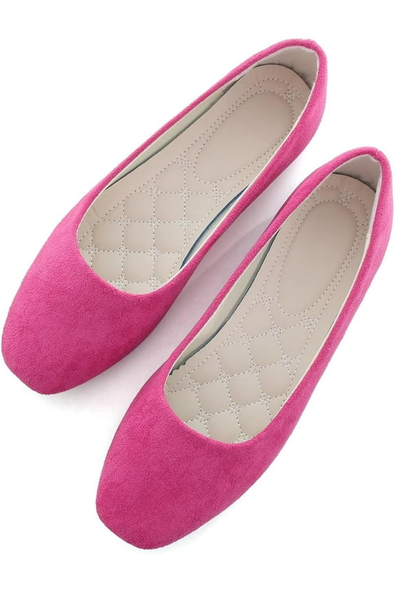 Women Comfort Square Toe Ballets Flats, Slip On Classical Walking Shoes for Wedding/Driving/Dating