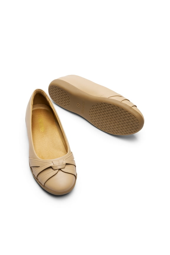Women Comfortable Ballet Flats Round-toe Dressy Work Flats with Arch Support