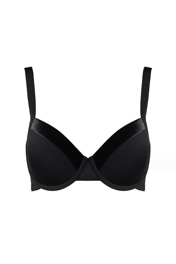 Women Comfortable Breathable Underwire Push Up Bra With Steel Frame Support Daily Lifting Bust Enhancer, L, Black