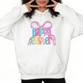 thumbnail image 1 of Women Comfortable Happy Easter Bow Graphic Hoodies Printed Cotton Hooded Long Sleeved White S-2XL, 1 of 6