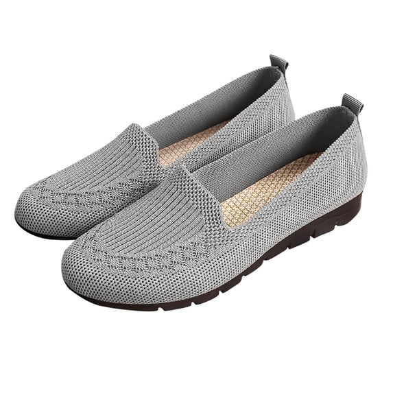 Women Comfortable Knit Slip On Shoes for Dance Long Distance Walk Travel Mesh Breathable Step In Flats Loafers