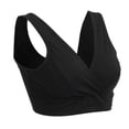 thumbnail image 1 of Women Comfortable Maternity Nursing Bra Soft Cotton Wireless Breastfeeding Sleep Bra Black L 10 x 8 In, 1 of 9