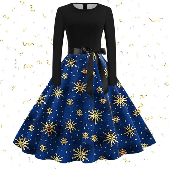 Women Comfortable Vintage Merry Christmas Print Dress Long Sleeve Hoodies Long Sleeve Midi Dresses With Pockets Sequin Party Dresses for Women plus Size Dresses for Women Bridesmaid Formal Dresses