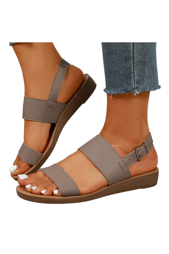 Women Comfortable Walking Sandals Non Slip Comfortable Hiking Slides Open Toe Strappy Casual Sandal Arch Support Flat Shoe Brown 7