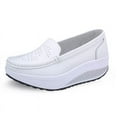 thumbnail image 1 of Women Comfortable Wedge White Breathable Sneakers Leather Thick Bottom Slope Muffin Women's Single Shoes Sneakers SPP, 1 of 10
