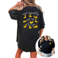 thumbnail image 1 of Women Comfortable Yellow Ducklings Not All In A Row Graphic T-Shirt Tops Round Neck Cotton T Shirt Black S-5XL, 1 of 5