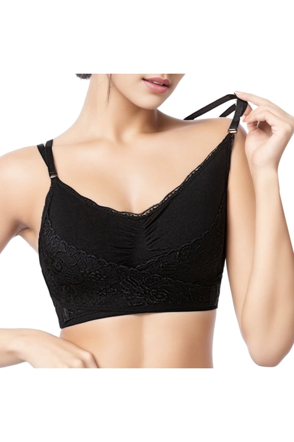 Women Comfy Corset Bra Front Side Buckle Lace Bras Slim And Shape Bra Womens Bra For Everyday Comfort Black XL