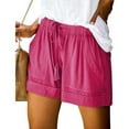 thumbnail image 1 of Women Comfy Drawstring Casual Elastic Waist Pure Color Shorts Summer Beach Lightweight Short Pants with Pockets Pink XXL, 1 of 6