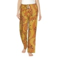 thumbnail image 1 of Women Comfy Pajama Pants Lounge Bottoms Long Wide Leg, Orange Geometric Atomic Modern Midcentury, 1 of 5
