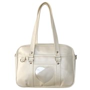 Women Comic Shoulder Bag Large Capacity PU for Shopping Commuting White