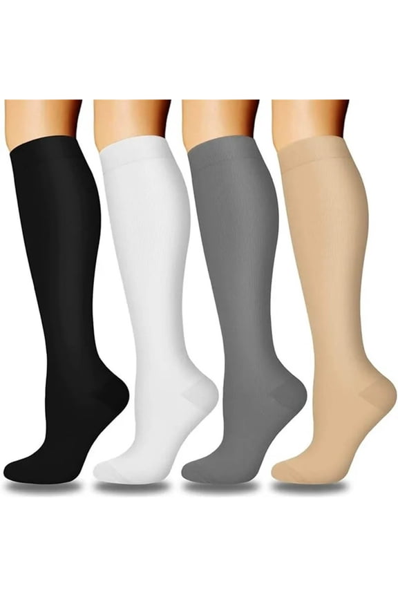 Women Compression Socks Running Cycling Socks Graduated Support Muscle Recovery Outdoor Warm Stockings Breathable Stretch Fit All Season Wear