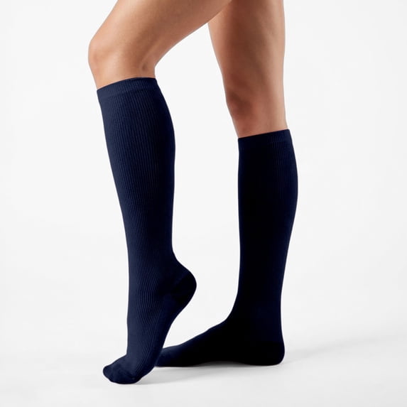 Women Compression Socks Solid Color Athletic Running Cycling Long Stockings High Elastic Calf Support Sport Socks Navy
