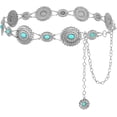 thumbnail image 1 of Women Concho Chain Belt Western Cowgirl Turquoise Metal Chain Belt for Dress, 1 of 6