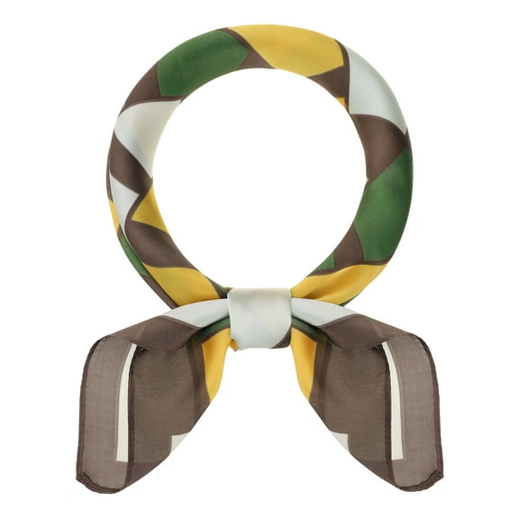INSPIRE CHIC Women Contrast Color Square Scarf 27.6x27.6” Silky Neckerchief Neck Scarves Yellow Green 70x70cm/27.6x27.6 inches(LxW)