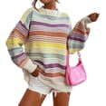 thumbnail image 1 of Women Contrast Striped Pullover Sweater 2025 Fall Outfits Oversized Knit Jumper Tops, 1 of 6