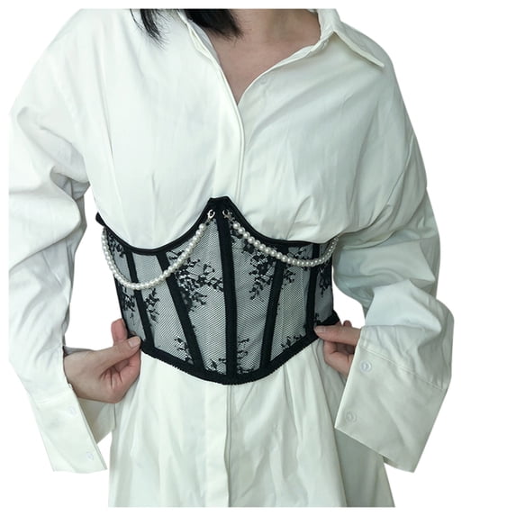 Women Control Shapewear Tummy Lace Underbust Corset Underwear Pearl Back Design