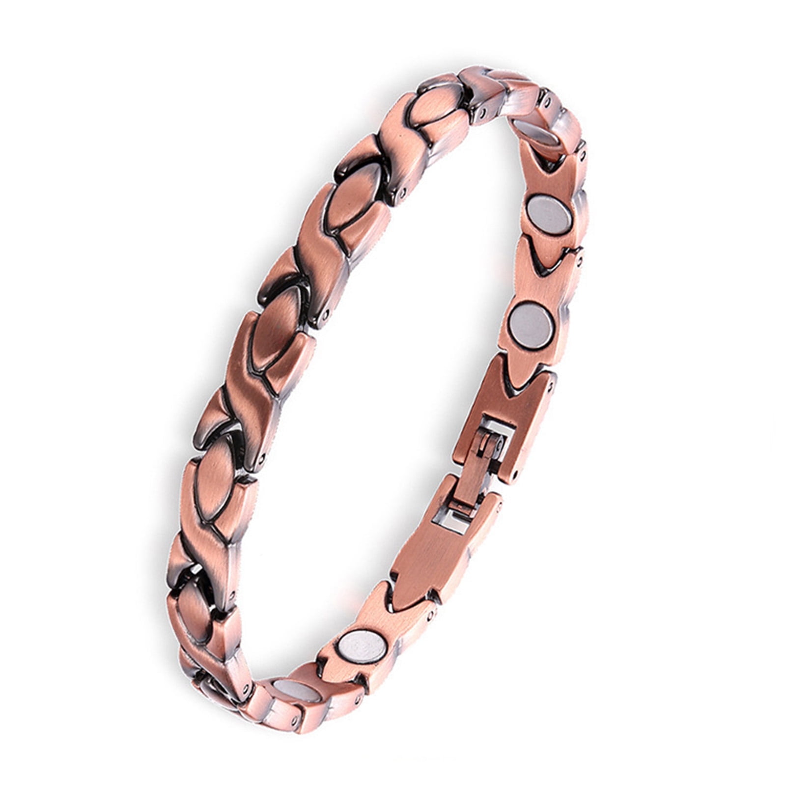 AzureBella Jewelry Copper Cuff Bracelet with Chain Link Design Two Tone with Magnets - Handmade AzureBella Jewelry Copper Cuff Bracelet with Chain Link Design Two Tone with Magnets - Handmade