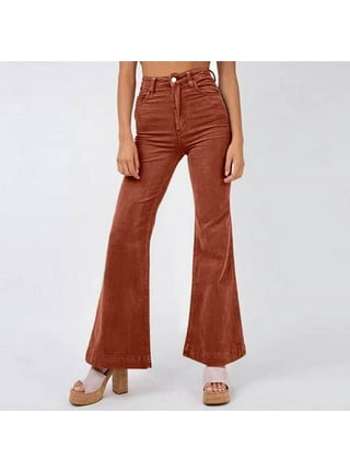 Hfyihgf Plus Size Corduroy Flare Pants for Women Vintage High
