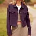 thumbnail image 1 of Women Corduroy Jacket Long Sleeve Work Office Casual Cropped Fall Shackets Coat Water Proof Jacket Lady Purple XL, 1 of 6