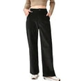 thumbnail image 1 of Women Corduroy Long Pants High Waist Button Zipper Fly Solid Color Straight Wide Leg Trousers with Pockets Daily Wear, 1 of 8