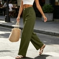 thumbnail image 1 of Women Corduroy Pants Business Casual Slacks Elastic High Waisted Straight Wide Leg Pleated Pockets Work Office Clothes Dressy Spring Bottoms, 1 of 6