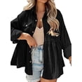 thumbnail image 1 of Women Corduroy Shirts Button Long Sleeve Coat Jackets with Pockets, 1 of 5