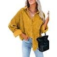 thumbnail image 1 of Women Corduroy Shirts Jacket Shacket Casual Button Down Long Sleeve Oversized Tops Plus Size, 1 of 5