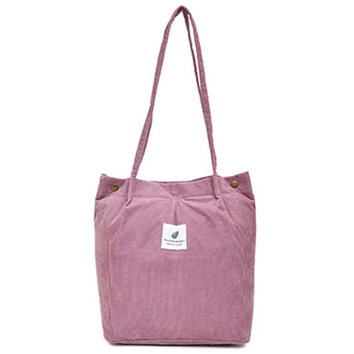 Women Corduroy Shoulder Bag Reusable Shopping Bag Casual Soft Button ...