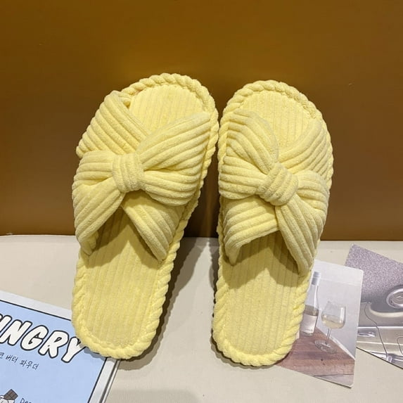 Women  Corduroy Slippers House Slides for Woman Home Bedroom Bathroom Spa Hospital Open Toe Corduroy Slippers Anti Slip Cozy Comfortable