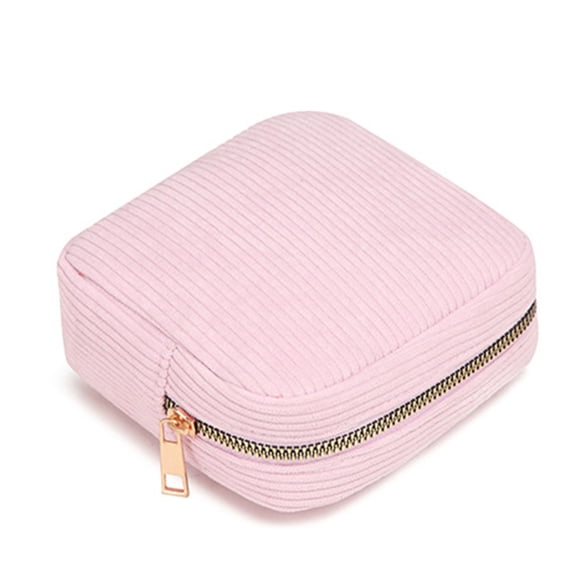 Women Corduroy Small Coin Purse Makeup Bag Cosmetic Pouch Zippered Pocket Toiletry Organizer Earphone Organizer Case