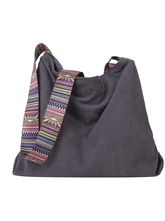 Women Corduroy Tote Bag Large Shoulder Hobo Bag for Women Boho Casual Handbag Purse