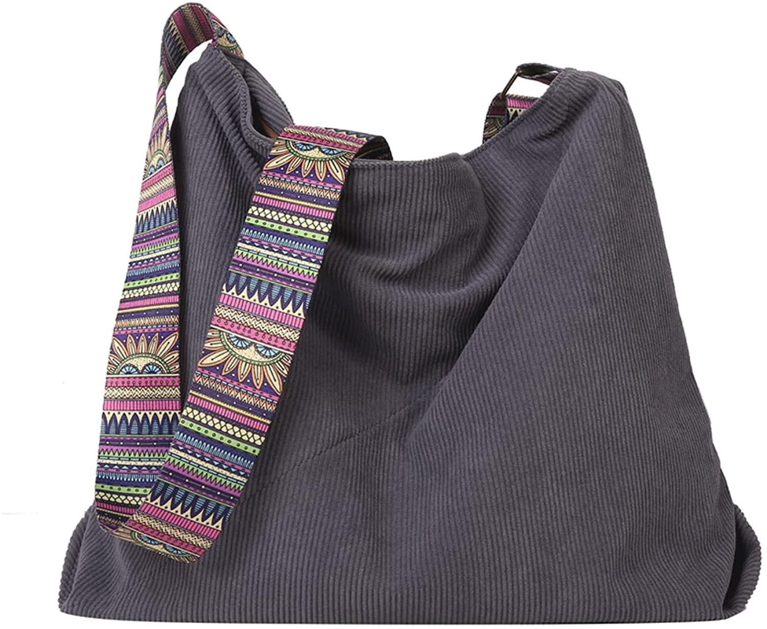 Women Corduroy Tote Bag Large Shoulder Hobo Bag for Women Boho Casual Handbag Purse