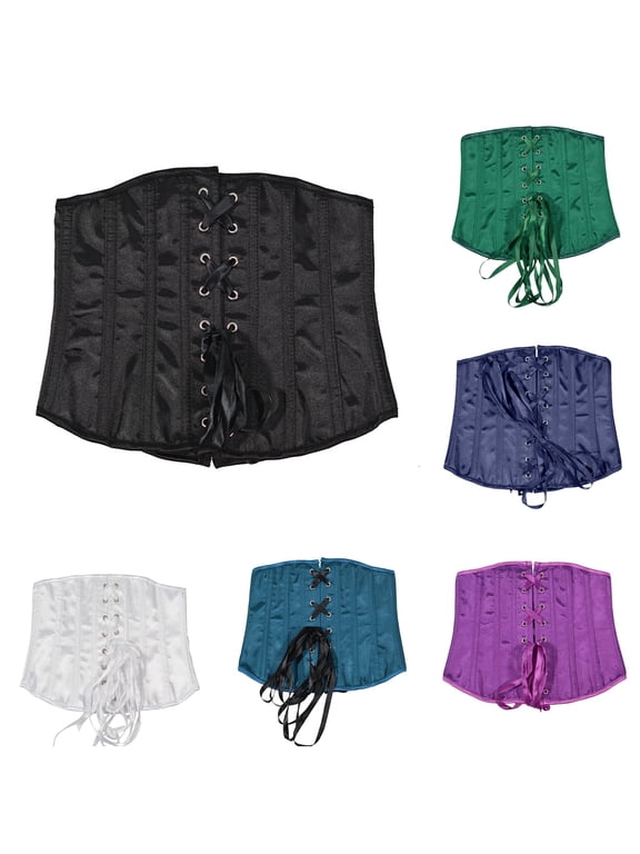Women Corset Waist Trainer Short Bodice Rear Lacing Hooks Shaping Body Control Underbust Bustier Daily Casual Festival