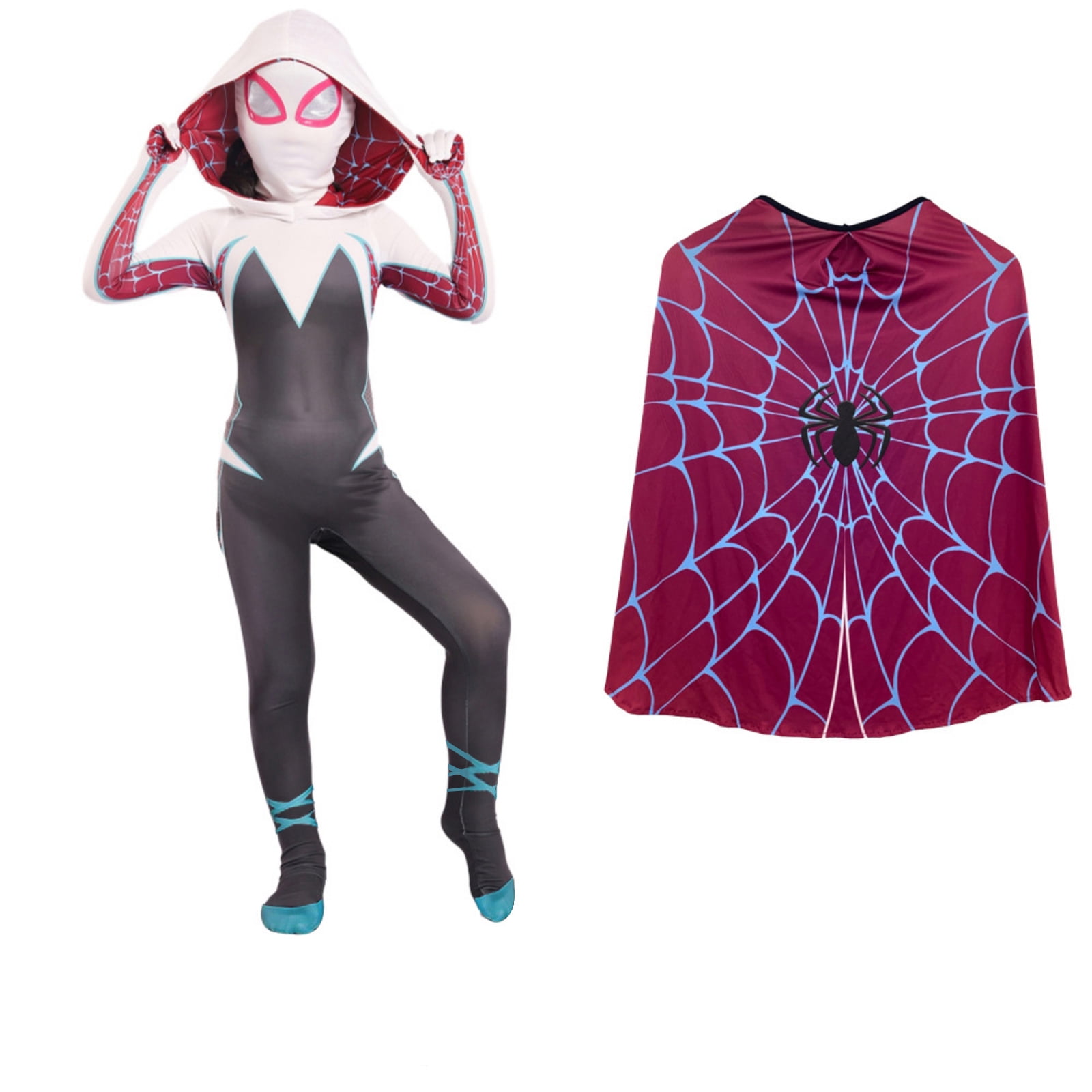 Women Cosplay Costume Spider Pattern Jumpsuit for Halloween Party Role ...