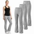 thumbnail image 1 of Women’s Cotton Bootcut Wide Waistband Yoga Pants, Heather Gray, 3-pack, Large, 1 of 8