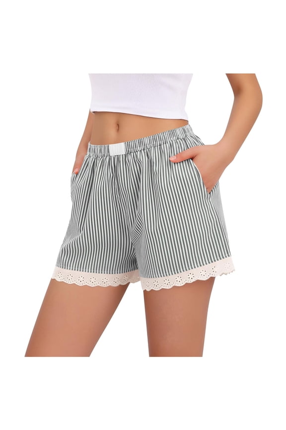 Women Cotton Boxer Shorts Gingham Pajama Lounge Sleep Shorts Ruffle Lace Casual Y2K Beach Bottoms 2026 Summer