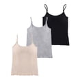 thumbnail image 1 of Women Cotton Camisole Shelf Bra Cami Tank Tops Adjustable Spaghetti Strap Tank Top 3-Pack, 1 of 7