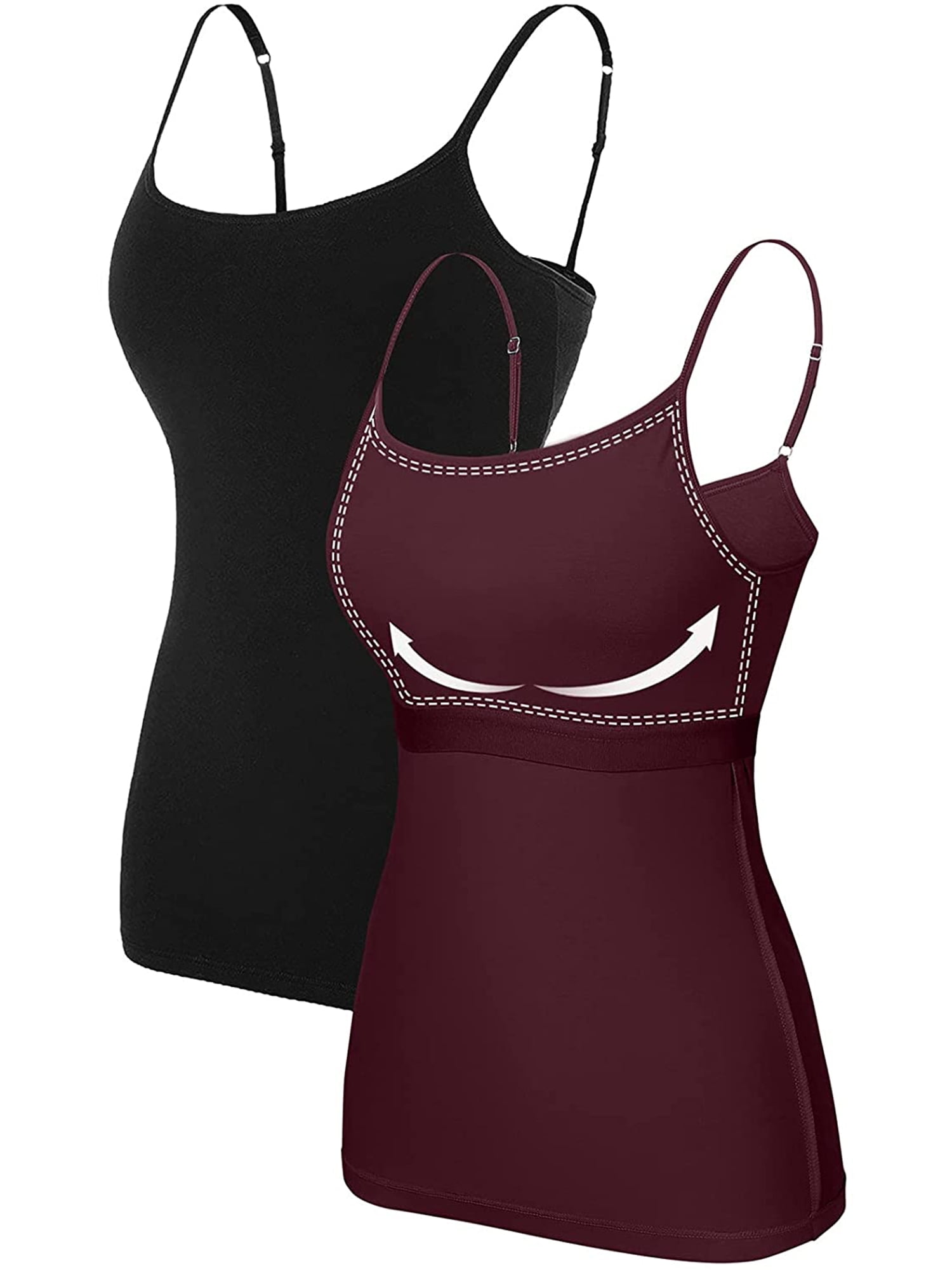 Women Cotton Camisole Shelf Bra Solid Basic Tank Top Pack of 2
