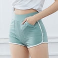 thumbnail image 1 of Women Cotton Causal Yoga Shorts Summer Sports Fitness Slim Pocket Short Pants, 1 of 11