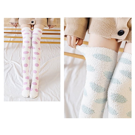 Women Cotton Crew Socks New Winter Women Keep Warm Print Socks Knitting Warm Anklets Leggings Socks Style B-53 Multicolor One Size
