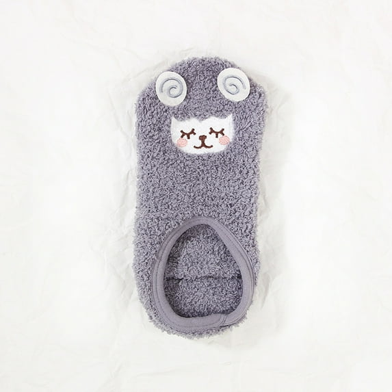 Women Cotton Crew Socks, Women Non-slip Silica Gel Coral Fleece Socks Thicken Keep Warm Floor Socks New Crew Socks for Women Cute Style B-40 Dark Gray One Size