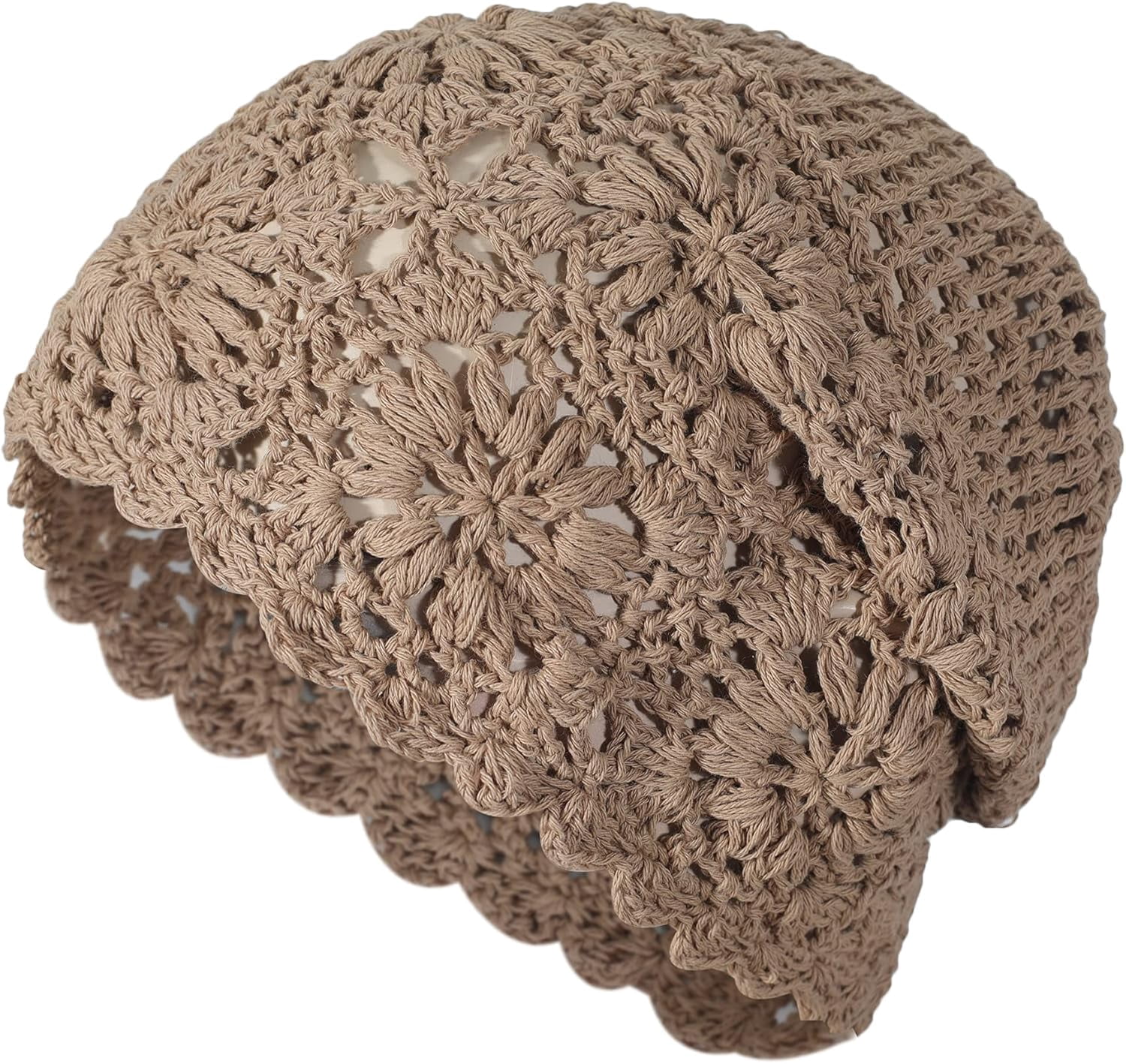 Women Cotton Crochet Slouchy Beanie Hat Handmade Knit Summer 