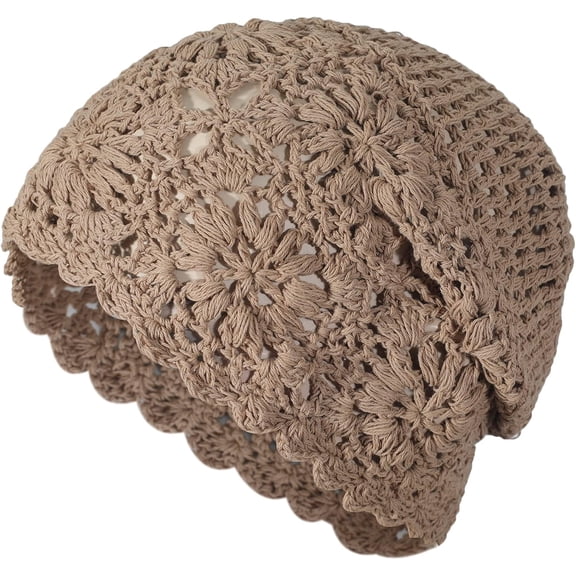 Women Cotton Crochet Slouchy Beanie Hat Handmade Knit Summer Skull Cap 1pcs